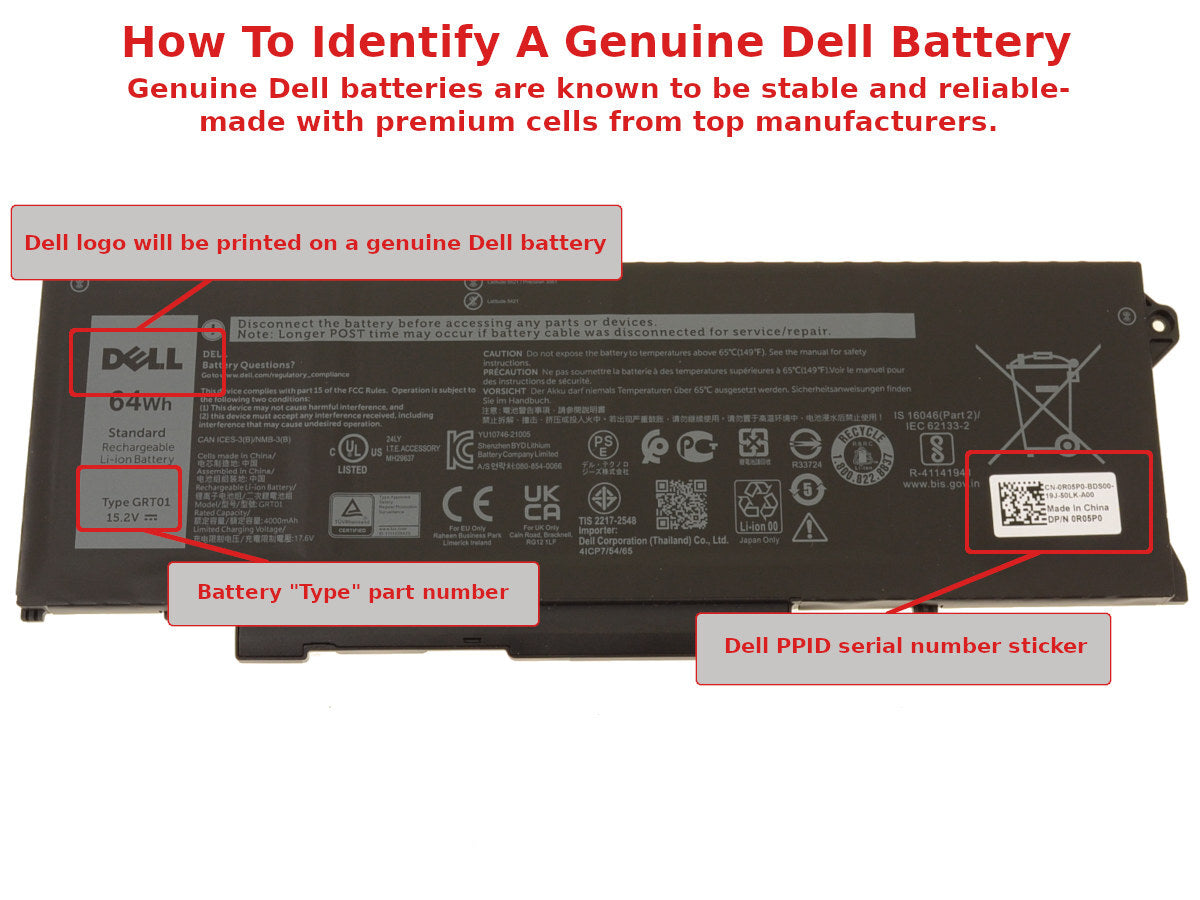 DELL Latitude 5421 -00P3TJ Genuine Original Laptop Notebook Battery ( 1 Yr Warranty )