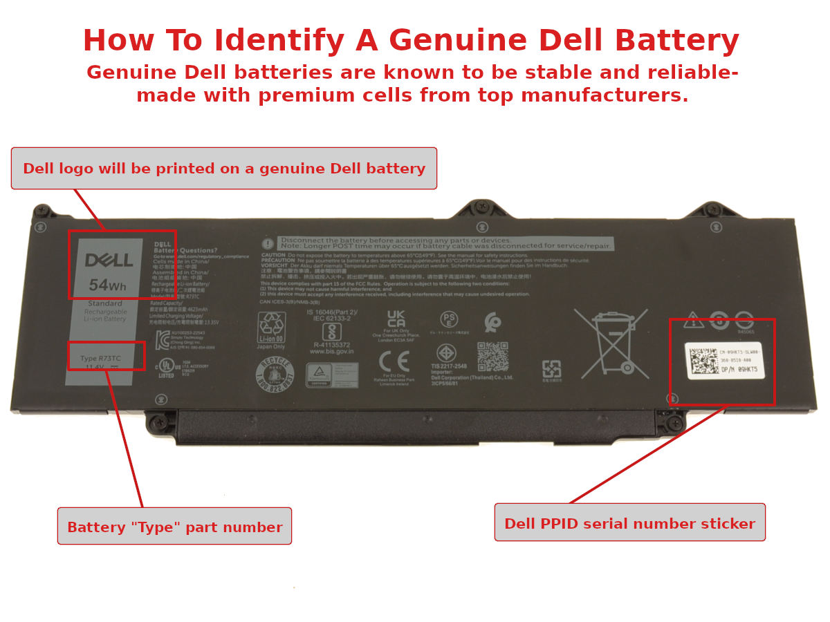 DELL Latitude 5440 - 3 cell R73TC 54Wh Genuine Original Laptop Notebook Battery ( 1 Yr Warranty )