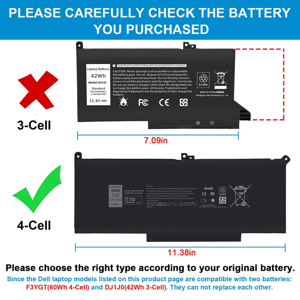 DELL F3YGT - F3YGT Genuine Original Laptop Notebook Battery