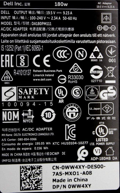 DELL LAPTOP CHARGER 180W 19.5V 9.23A GENUINE Original ( 7.4 MM )