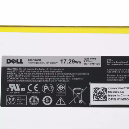 DELL 059H5P 0DHM0J 0YMX0W 0YMXOW 1ICP4/70/126 59H5P DHM0J P708 YMX0W YMXOW - P708 Genuine Original Laptop Notebook Battery ( 1 Yr Warranty )