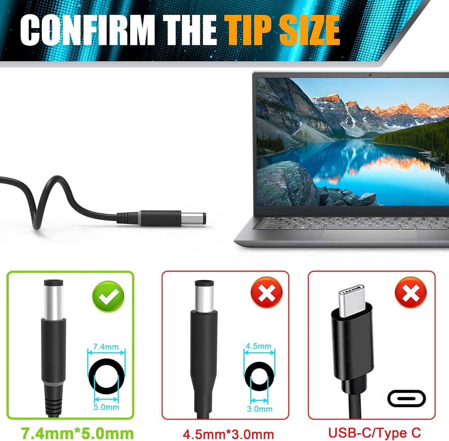 DELL LAPTOP CHARGER 130W 19.5V 6.7A GENUINE Original Adapter ( 7.4 MM ) MODEL : LA130PM190