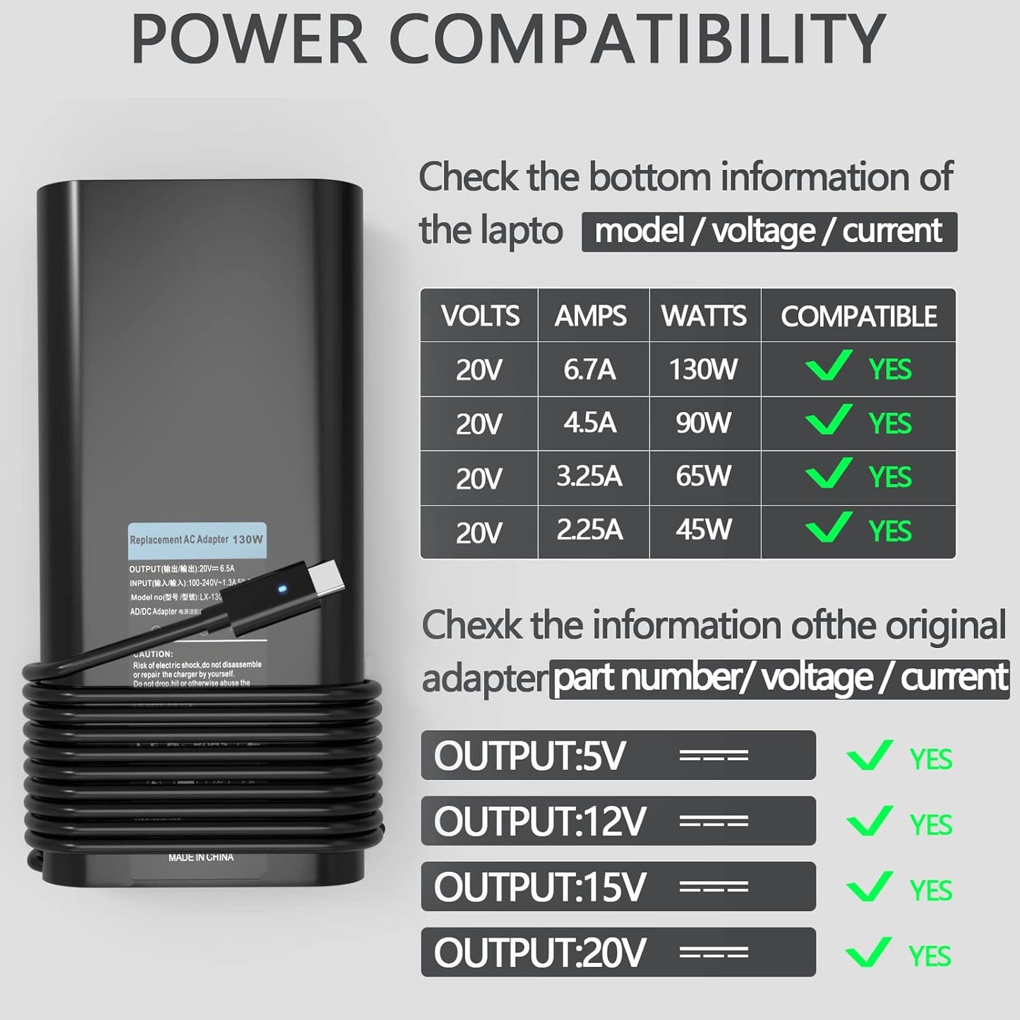 Dell Original 130W USB-C AC Adapter Laptop Charger ( Type - C )