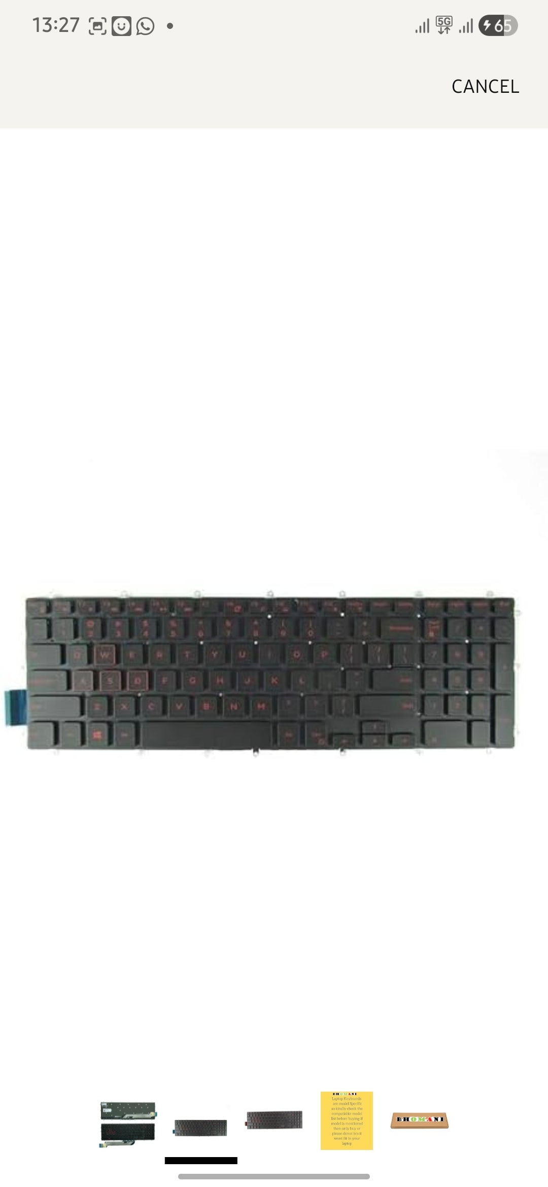 Original Laptop Keyboard Dell Inspiron 15 5577 with RED Backlight