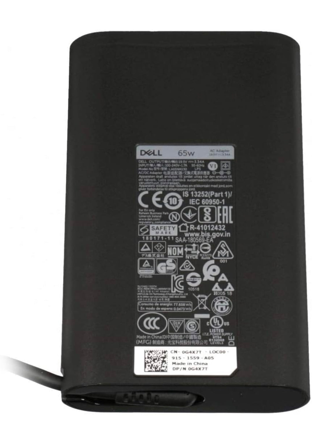 LAPTOP CHARGER 65W 19.5V 3.34A GENUINE Original Adapter ( 7.4 MM ) ( 1 Yr Warranty ) DP/N : 0YNJ5G