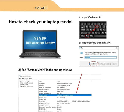 DELL Y9M6F - Y9M6F Genuine Original  Laptop Notebook Battery