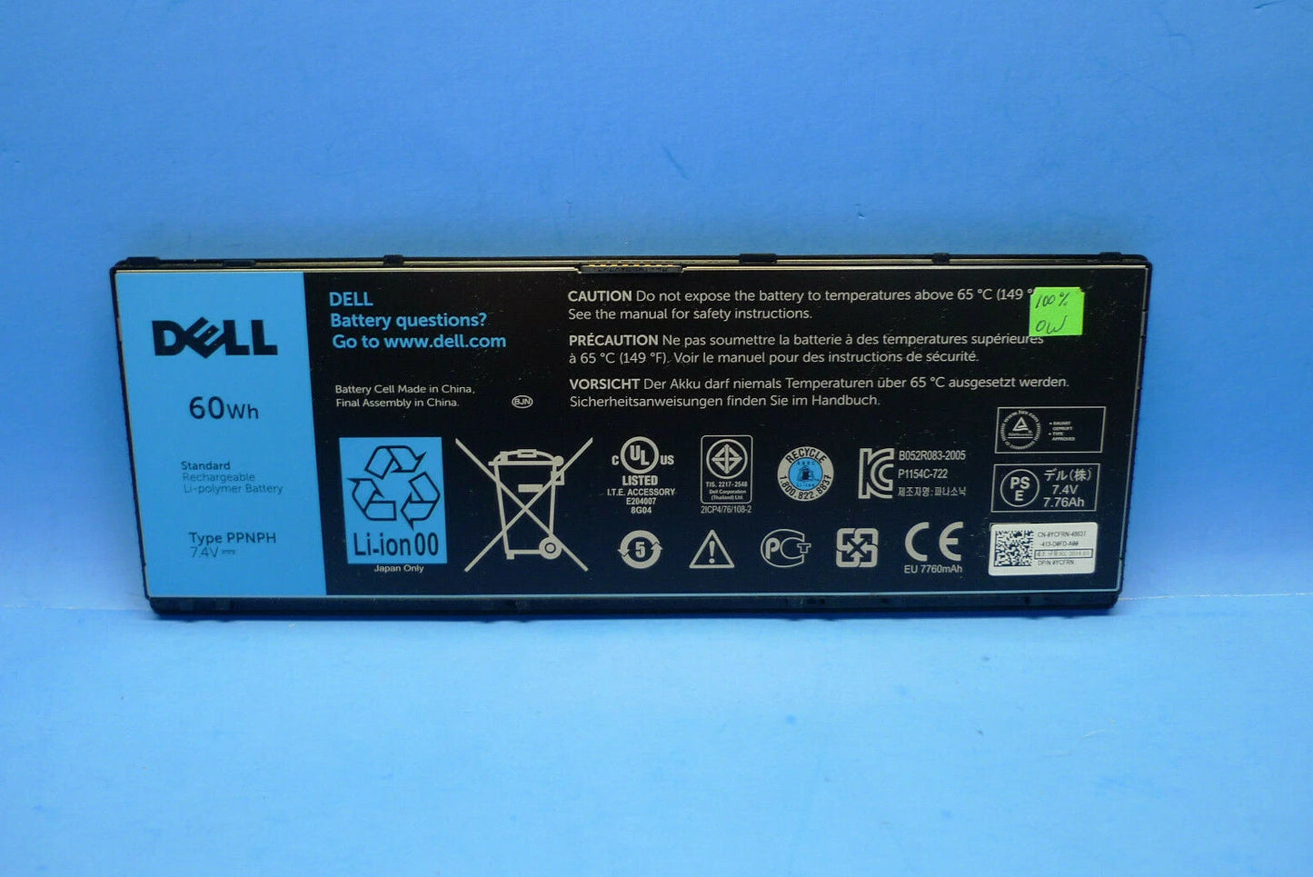 Dell 1VH6G T05G001 T05G Y880Y D1DCD YH7DR - PPNPH Genuine Original Laptop Notebook Battery