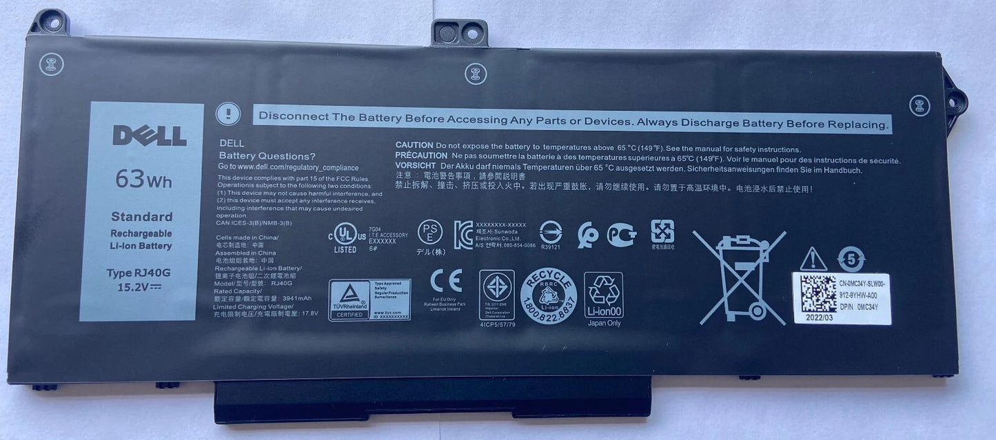 DELL RJ40G - RJ40G Genuine Original  Laptop Notebook Battery