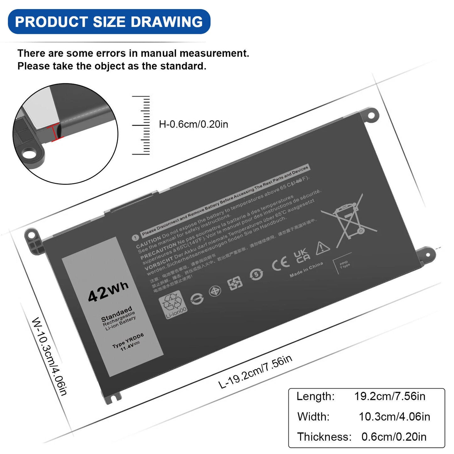 DELL YRDD6 - YRDD6 Genuine Original Laptop Notebook Battery