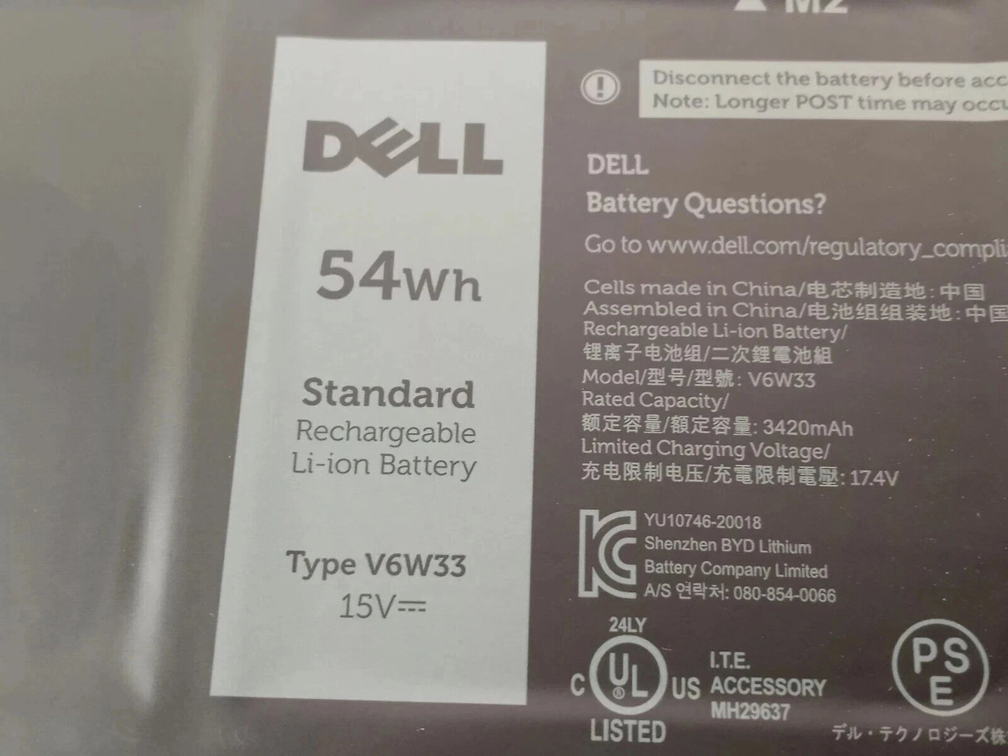 DELL V6W33 - V6W33 Genuine Original  Laptop Notebook Battery