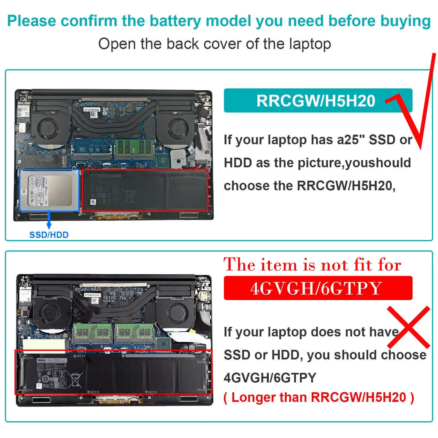 DELL XPS 15 9560 - H5H20 Genuine Original Laptop Notebook Battery