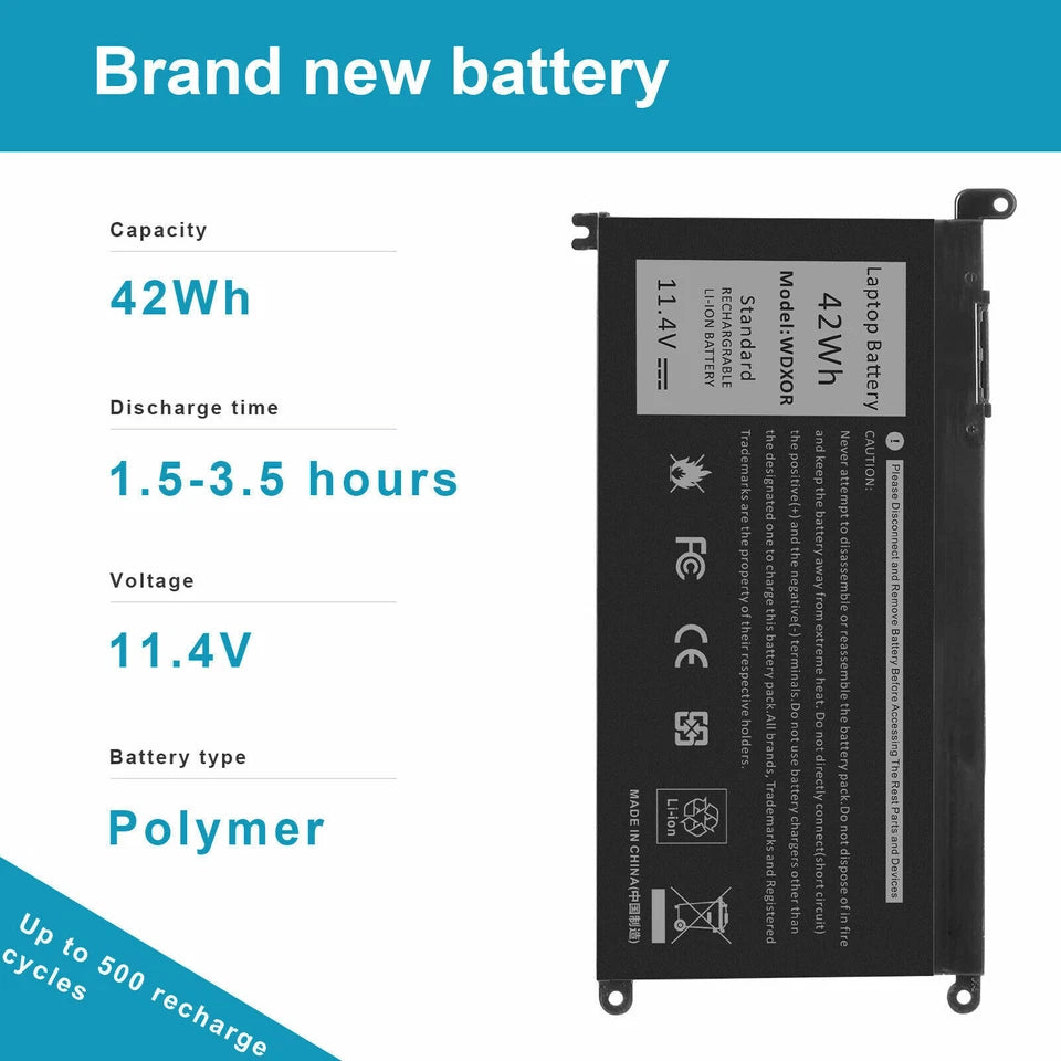 DELL 08YPRW HJPTM V6F6K 2R9W6 4P6H5 1RH5X - WDXOR Genuine Original Laptop Notebook Battery