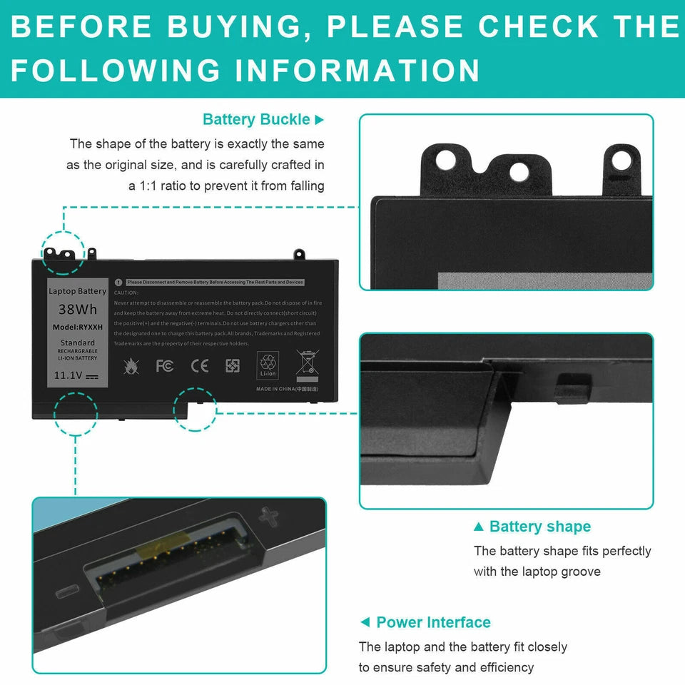 DELL RYXXH - RYXXH Genuine Original  Laptop Notebook Battery
