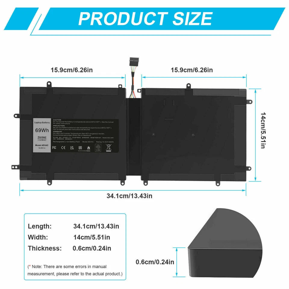 DELL XPS 18 1810 - 4DV4C Genuine Original Laptop Notebook Battery