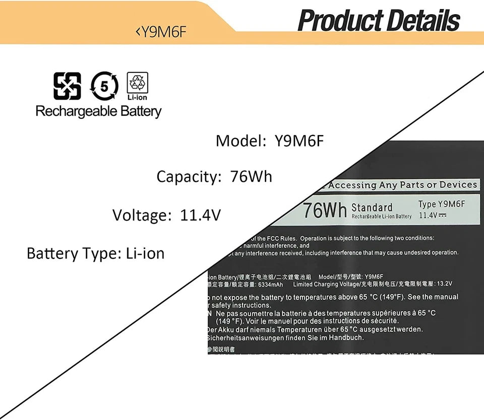 DELL Y9M6F - Y9M6F Genuine Original  Laptop Notebook Battery