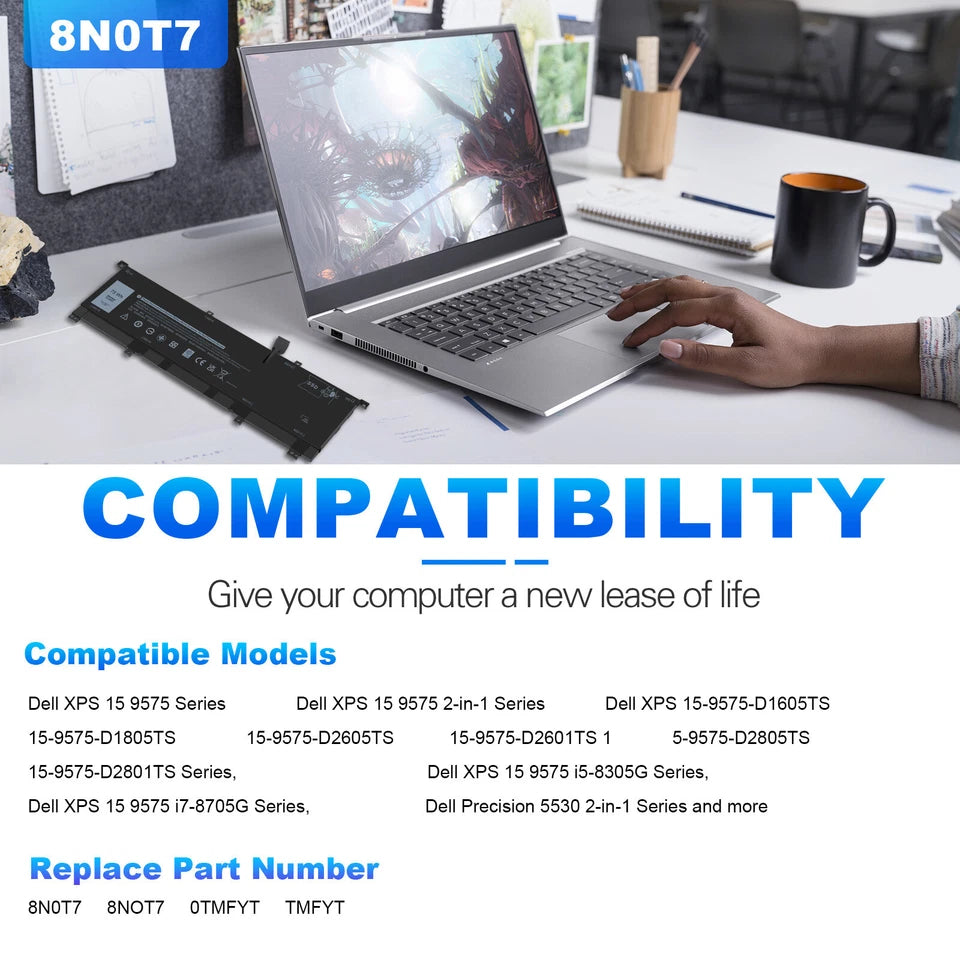 DELL 8N0T7 - 8N0T7 Genuine Original  Laptop Notebook Battery