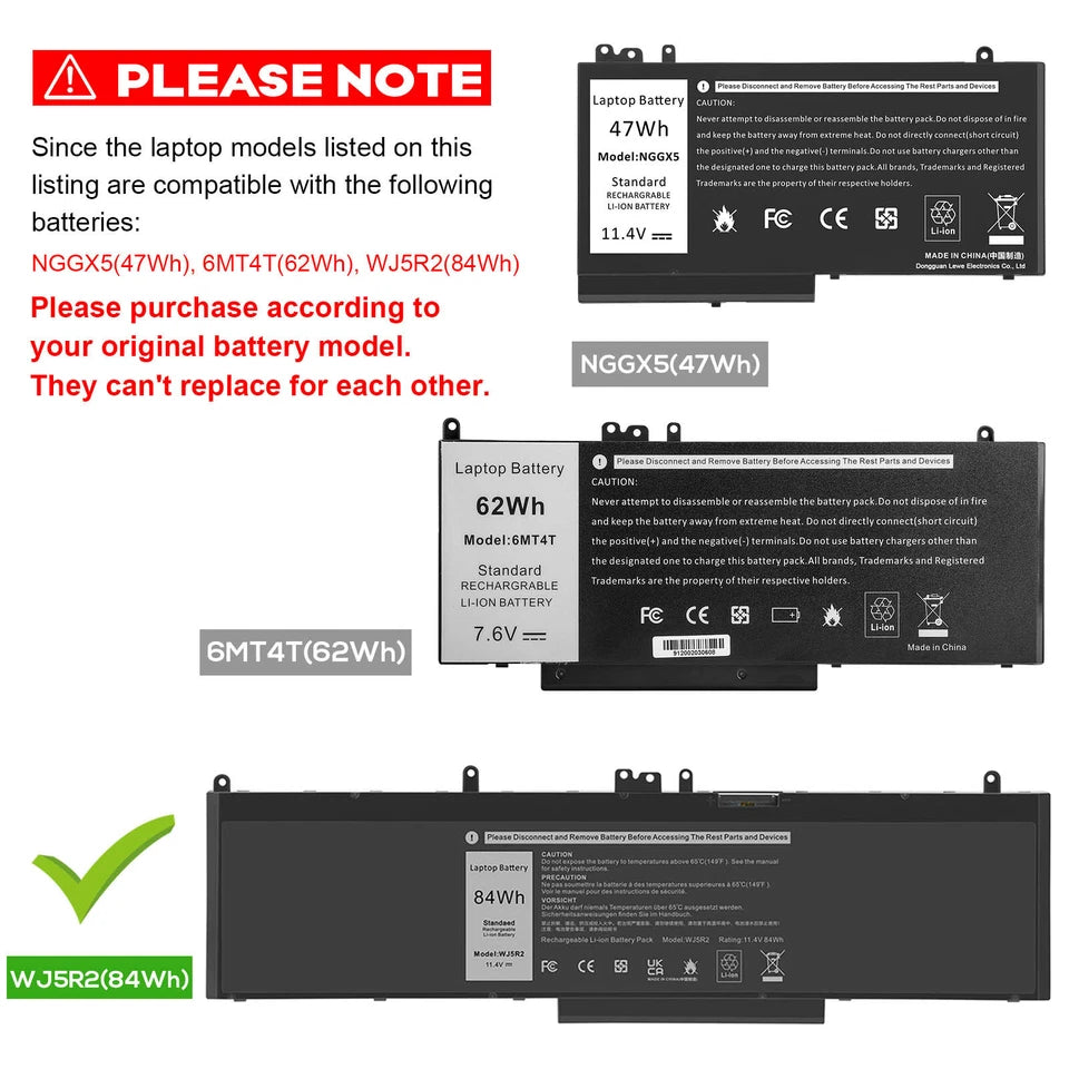 DELL WJ5R2 - WJ5R2 Genuine Original  Laptop Notebook Battery