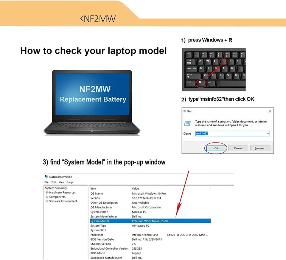 DELL NF2MW - NF2MW Genuine Original Laptop Notebook Battery