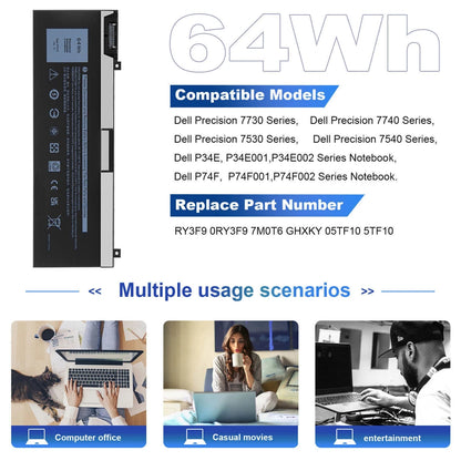 DELL 0H6K6V NYFJH 5TF10 FY2VW – 5TF10 Genuine Original Laptop Notebook Battery