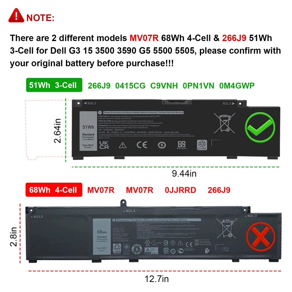 DELL G5 5505 - 266J9 Genuine Original  Laptop Notebook Battery
