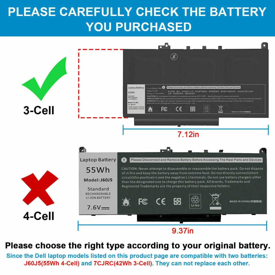 DELL 7CJRC - 7CJRC Genuine Original  Laptop Notebook Battery