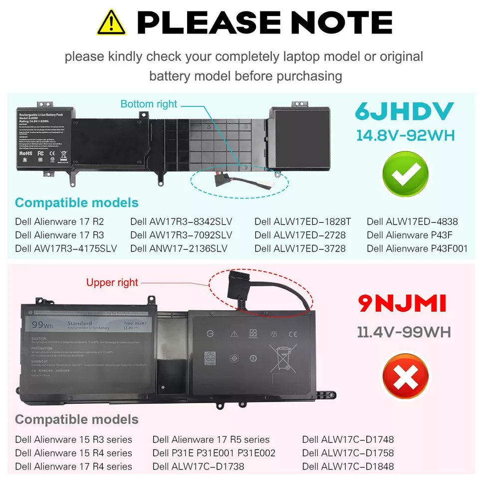 DELL 6JHDV  - 6JHDV Genuine Original  Laptop Notebook Battery