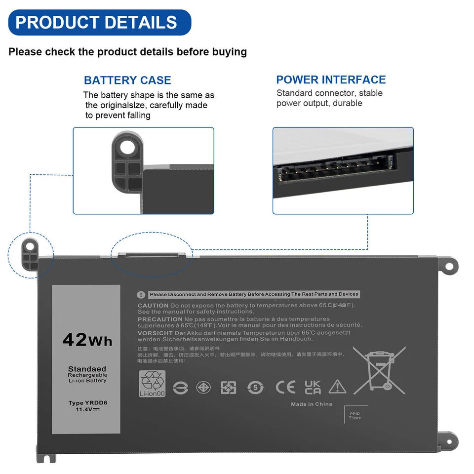 DELL YRDD6 - YRDD6 Genuine Original Laptop Notebook Battery